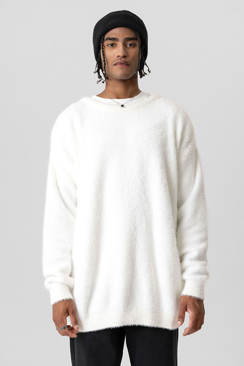 OVERSIZE PLUSH KNITWEAR-BONE