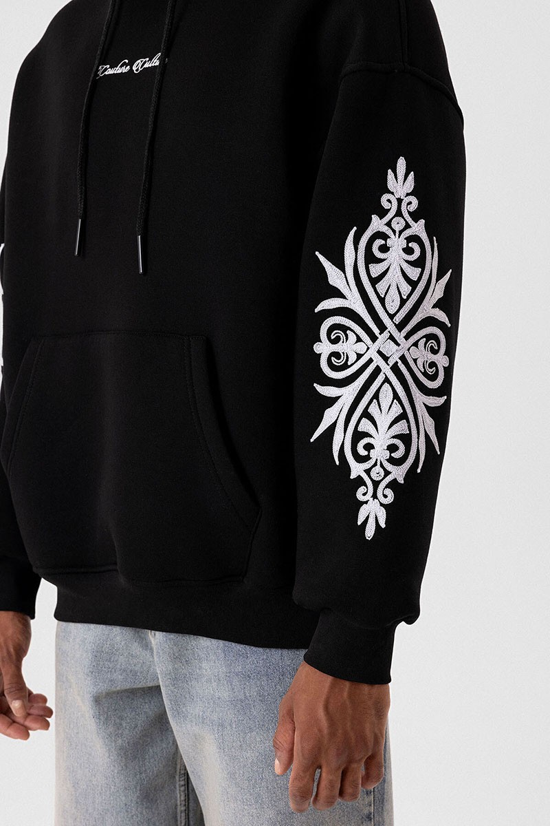 PATTERNED OVERSIZE SWEATSHIRT BLACK