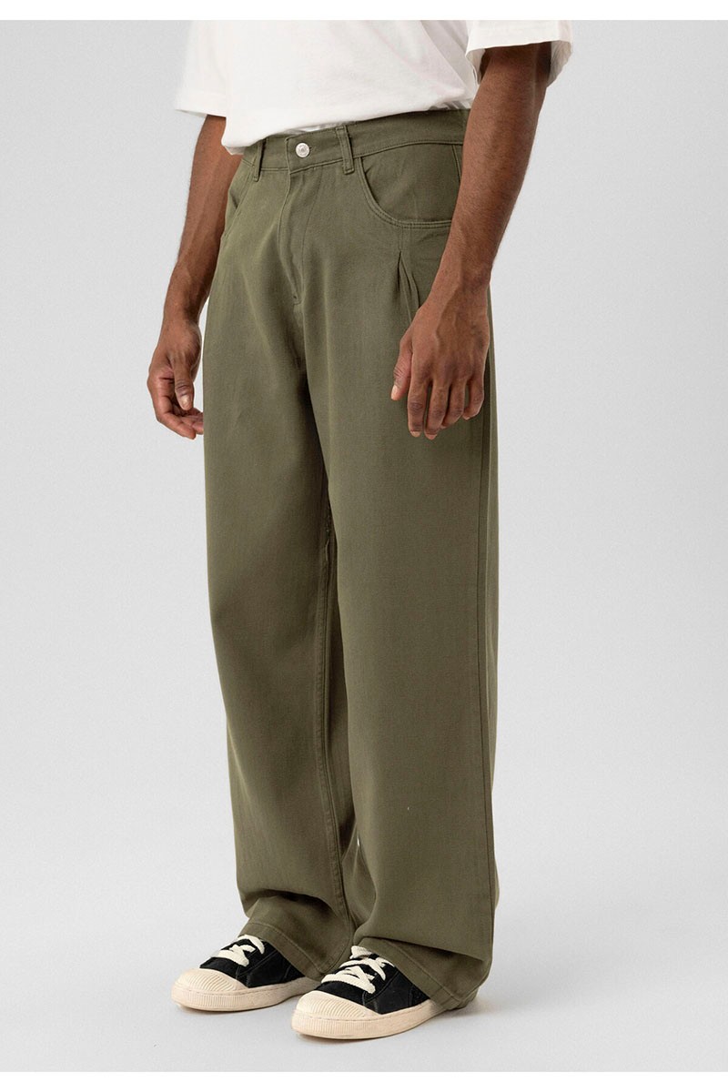 BALLOON FIT GABARDINE TROUSERS KHAKI