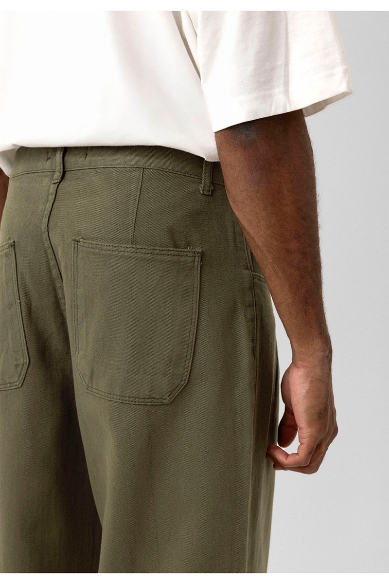 BALLOON FIT GABARDINE TROUSERS KHAKI