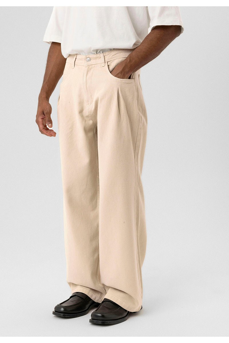 BALLOON FIT GABARDINE TROUSERS LIGHT BEIGE