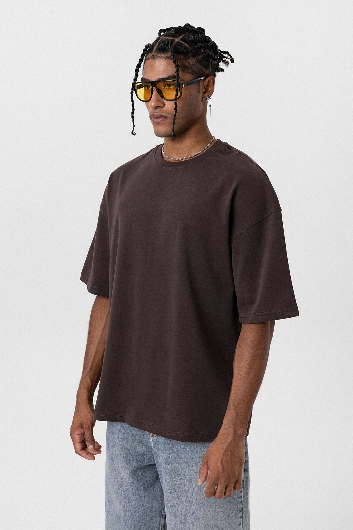 BASIC OVERSIZE T-SHIRT-BROWN