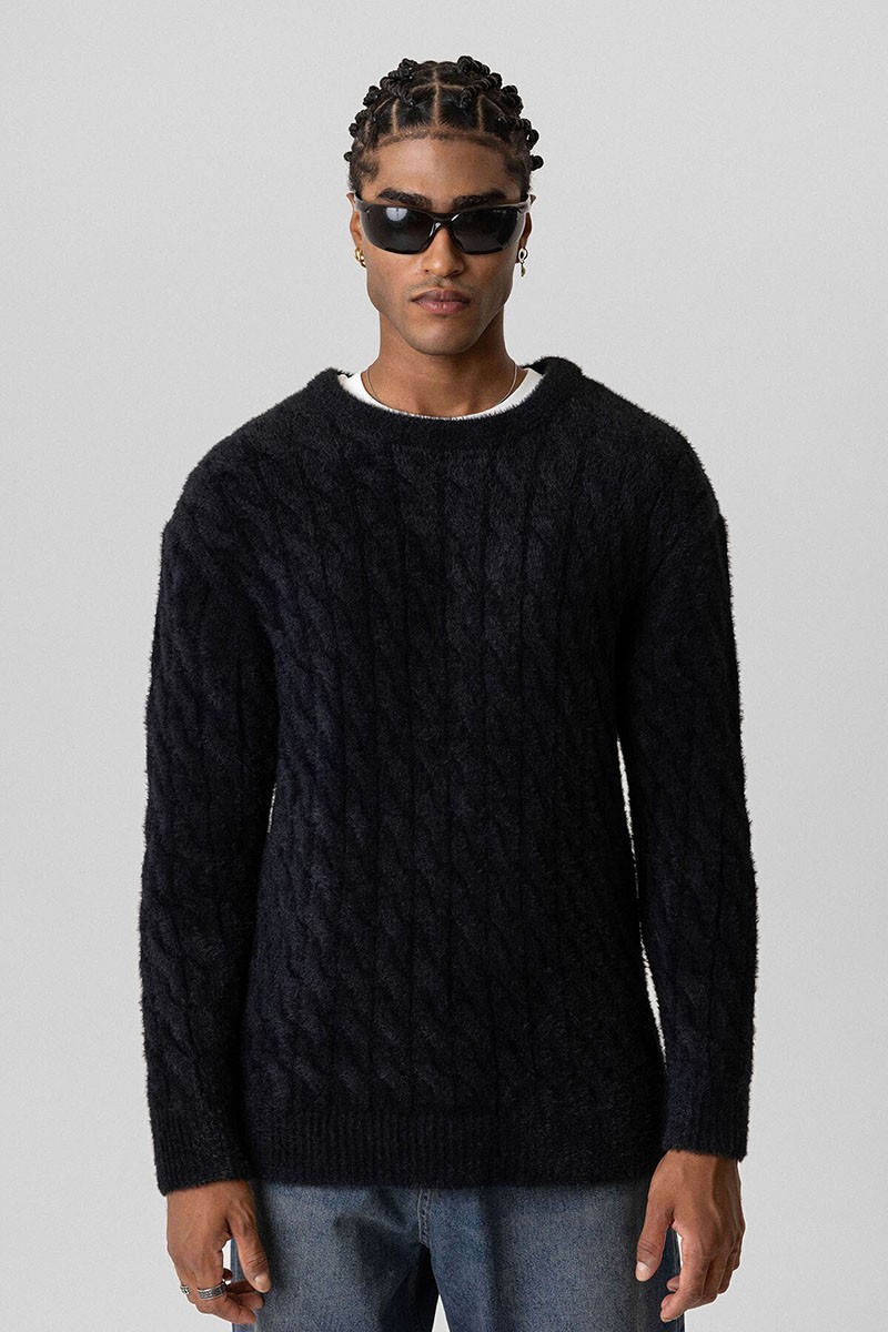 OVERSIZE KNITWEAR SWEATER-BLACK