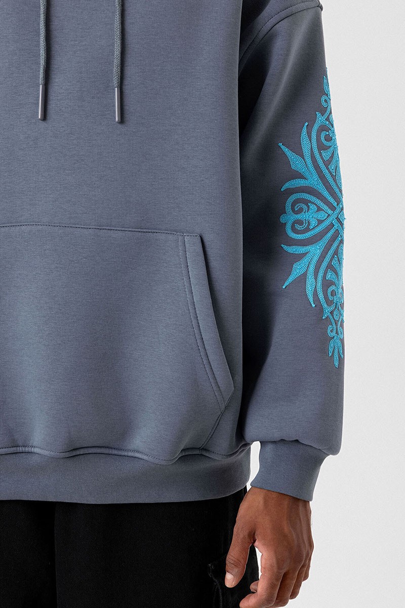 PATTERNED OVERSIZE SWEATSHIRT LIGHT SMOKED