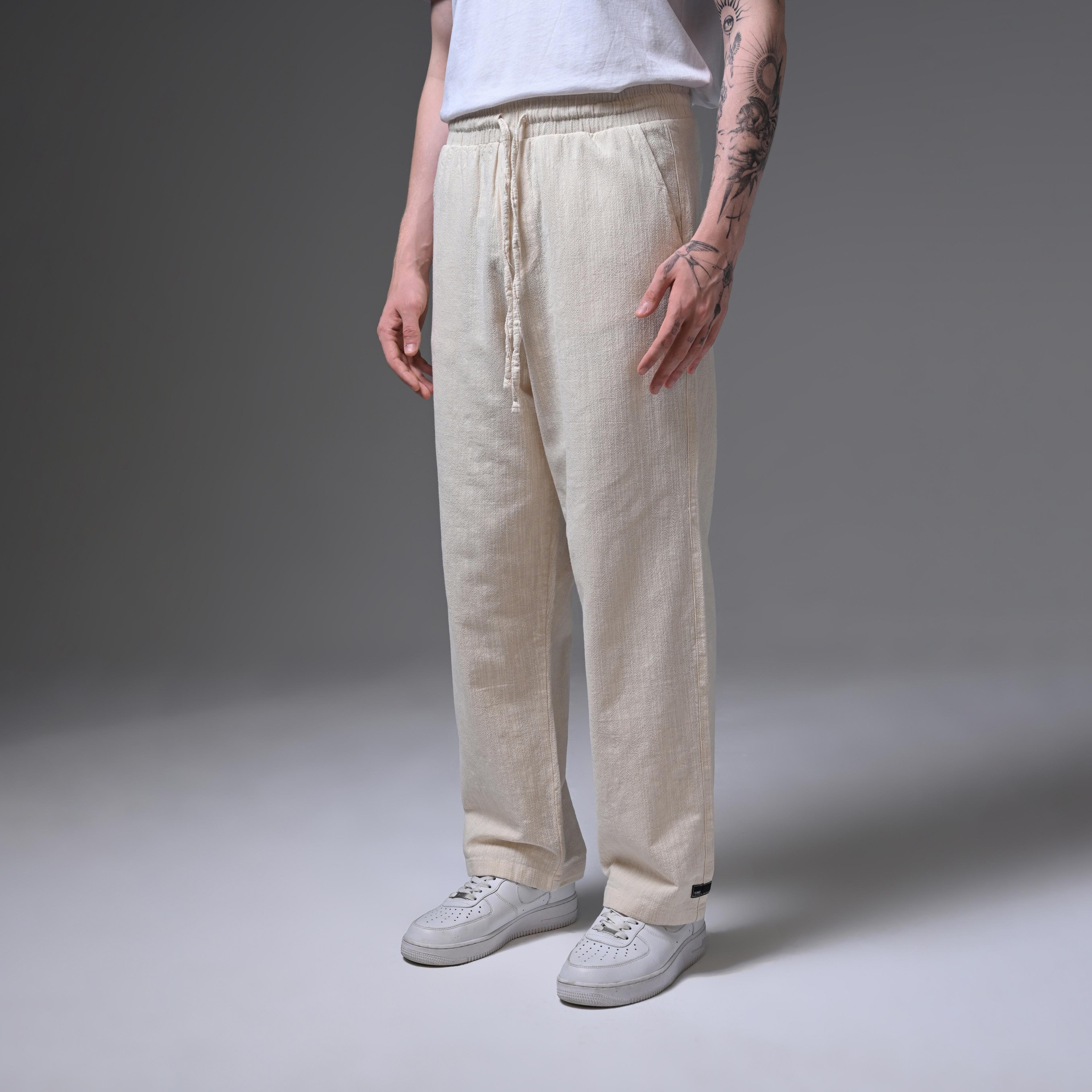 OVERSIZE LINEN TROUSERS-ECRU