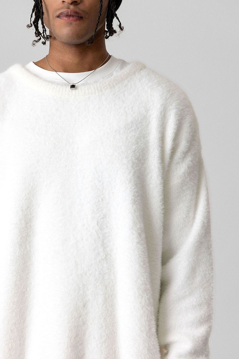 OVERSIZE PLUSH KNITWEAR-BONE