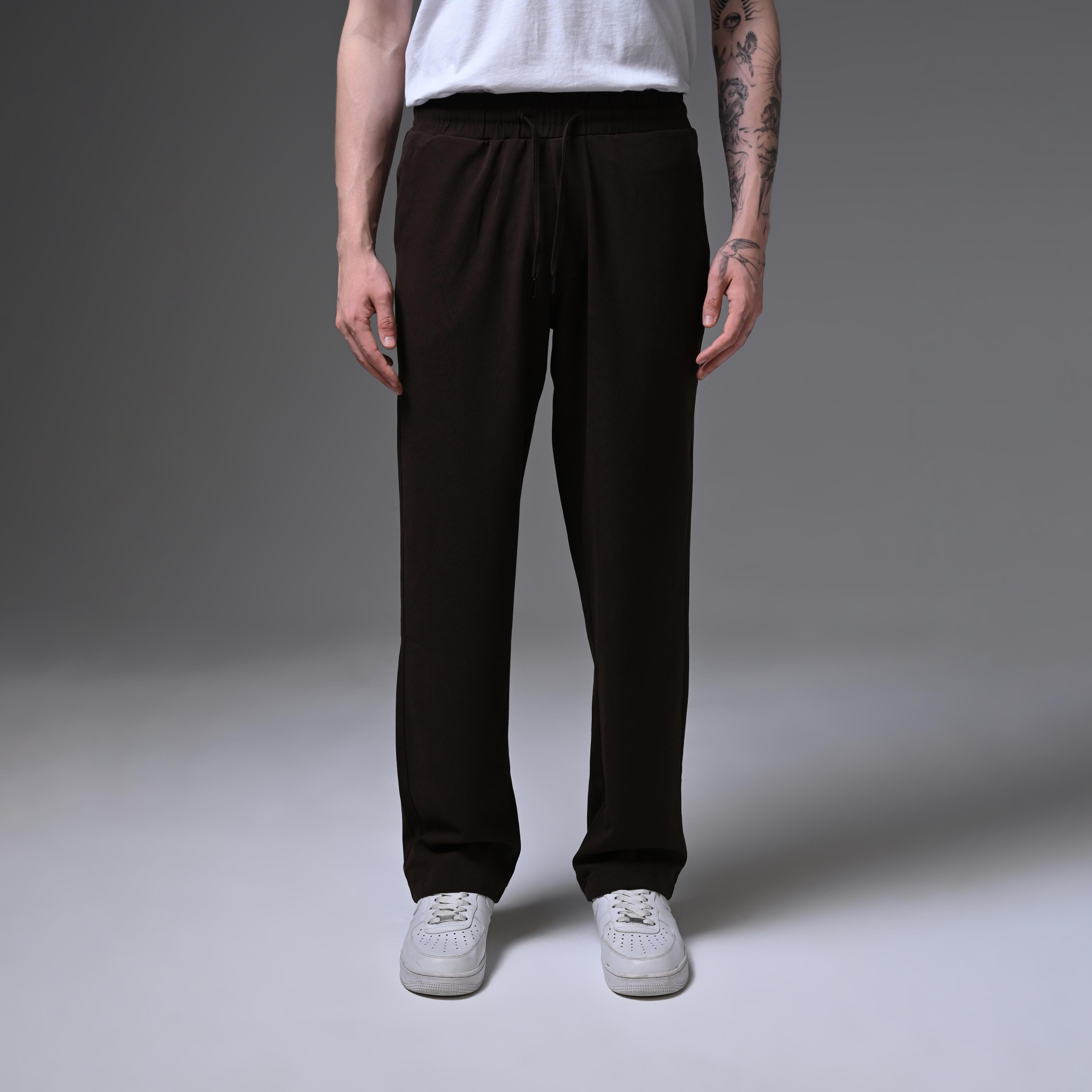 BAGGY FİT FABRİC TROUSERS-BROW