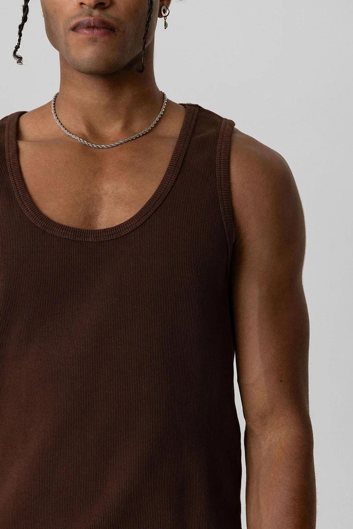 Basic Tank Top Camisole Undershirt Brown