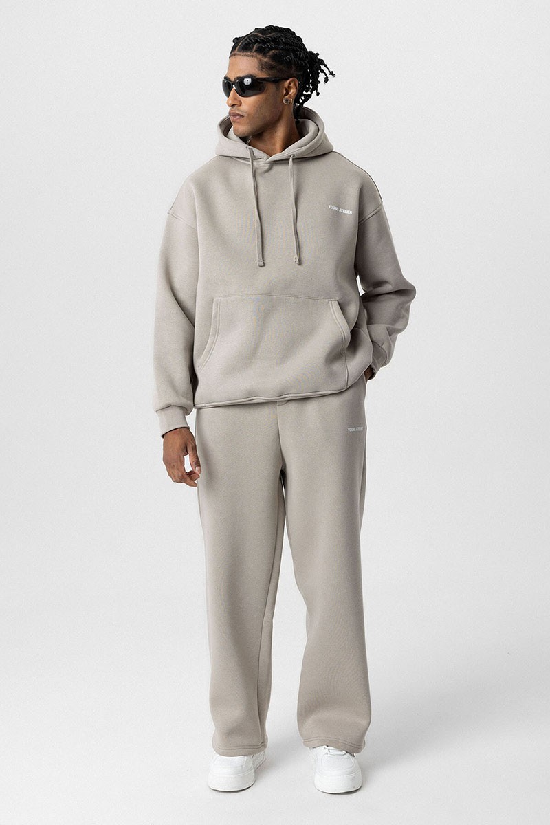 YOUNG ATELIER PRINTED OVERSIZE TRACKSUIT LIGHT GRAY