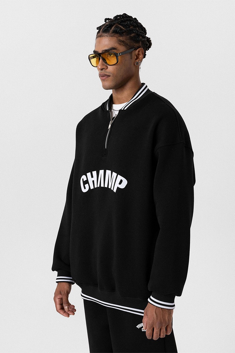 OVERSIZE TRACKSUIT WITH WRITING DETAILED BLACK