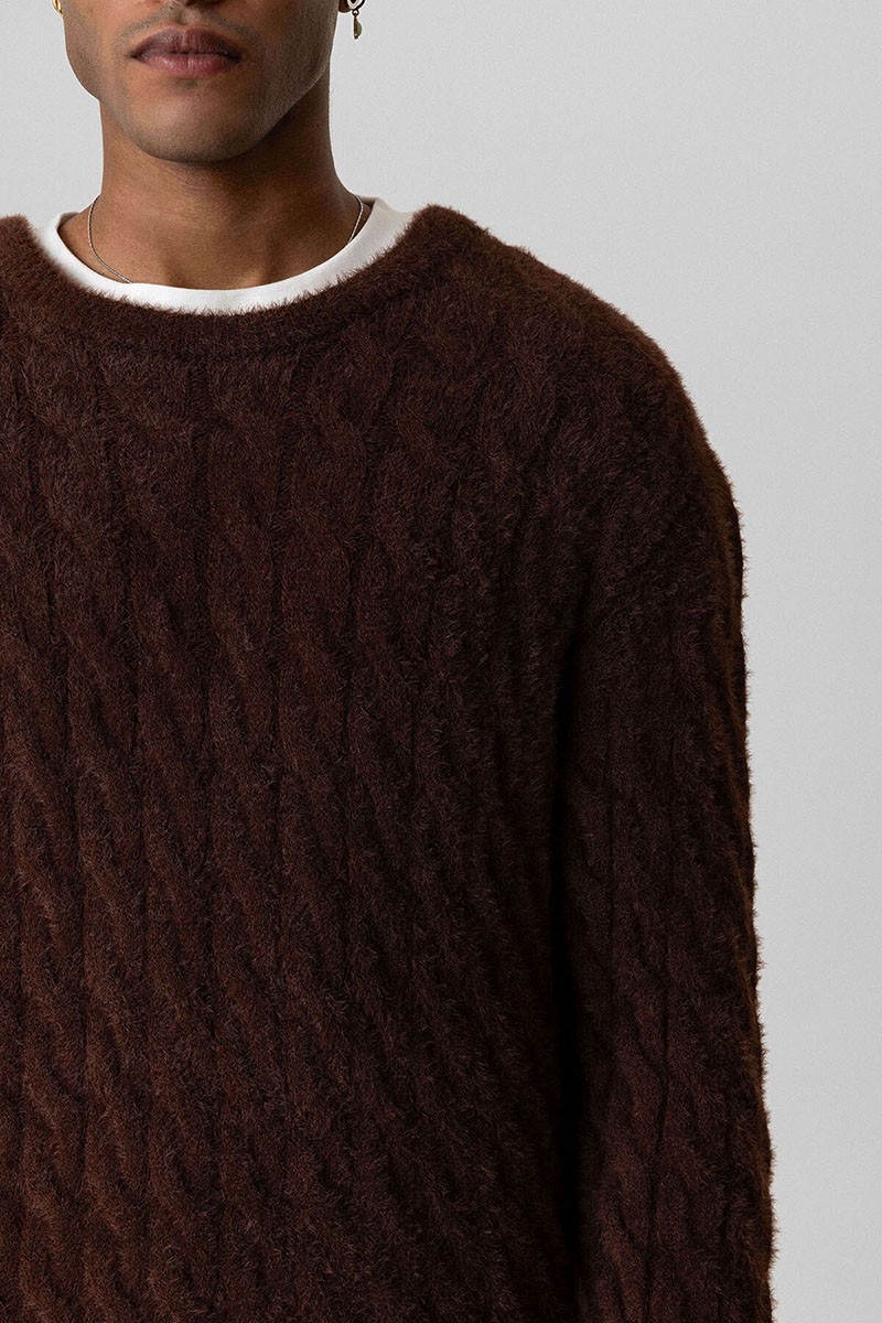 OVERSIZE KNITWEAR SWEATER-BROWN