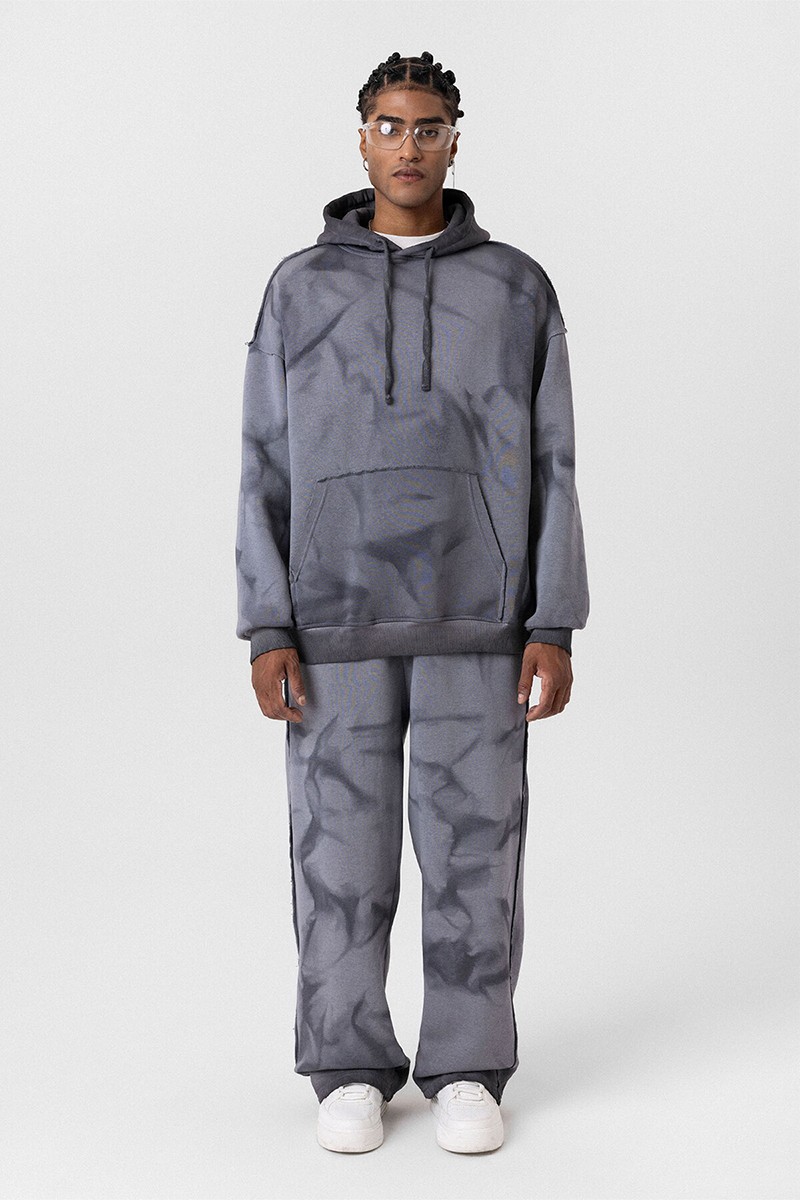 COLOR TRANSITION WASHABLE OVERSIZE TRACKSUIT GRAY