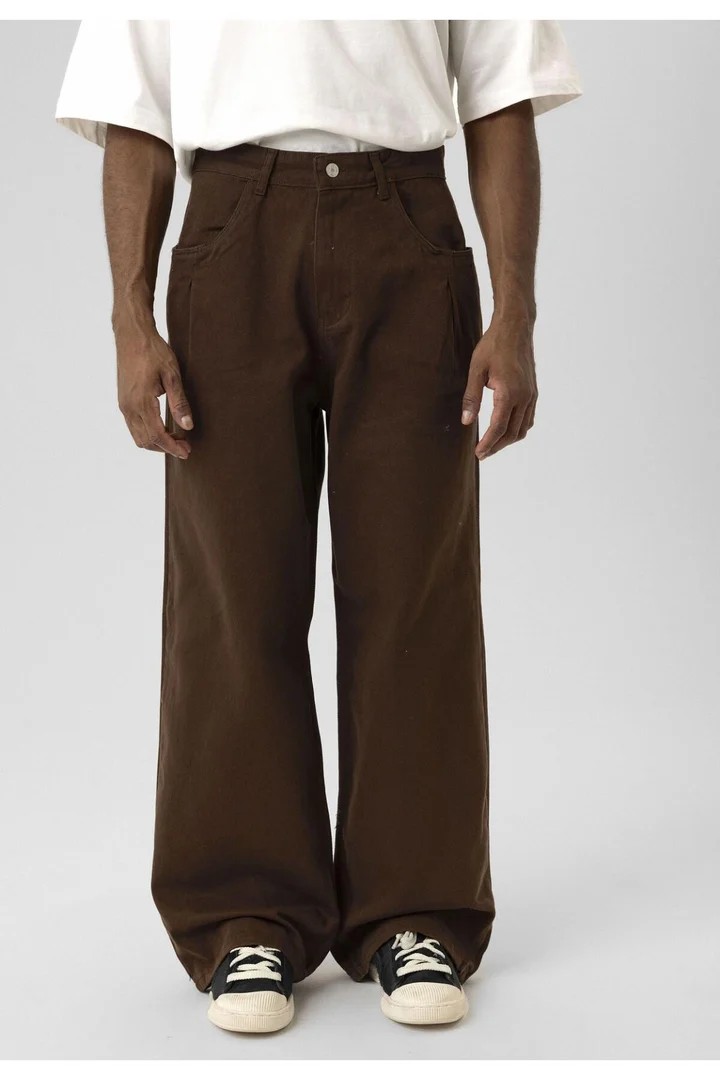 Balloon Fit Gabardine Trousers Brown