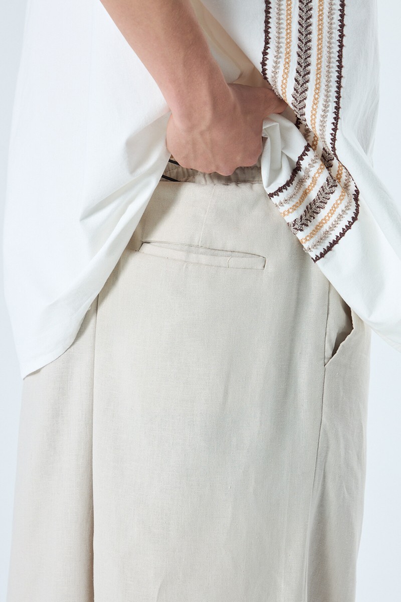  LINEN BAGGY PANTS STONE