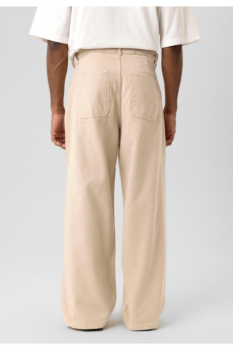 BALLOON FIT GABARDINE TROUSERS LIGHT BEIGE