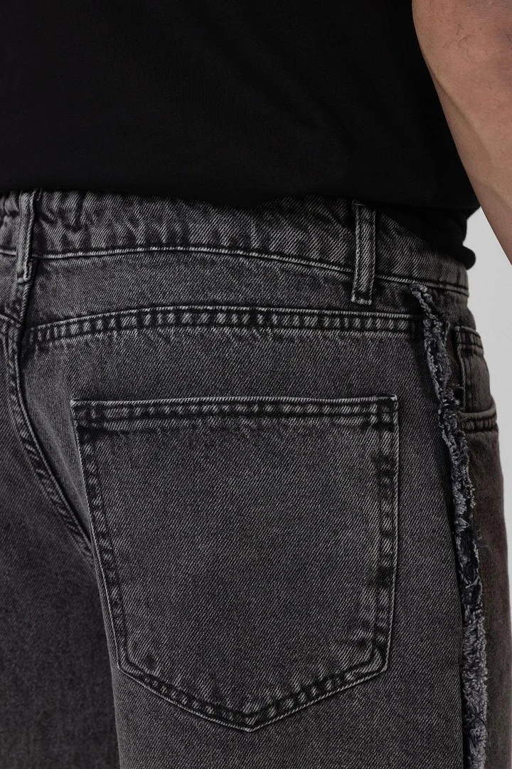 Side Seam Detailed Baggy Jeans Gray