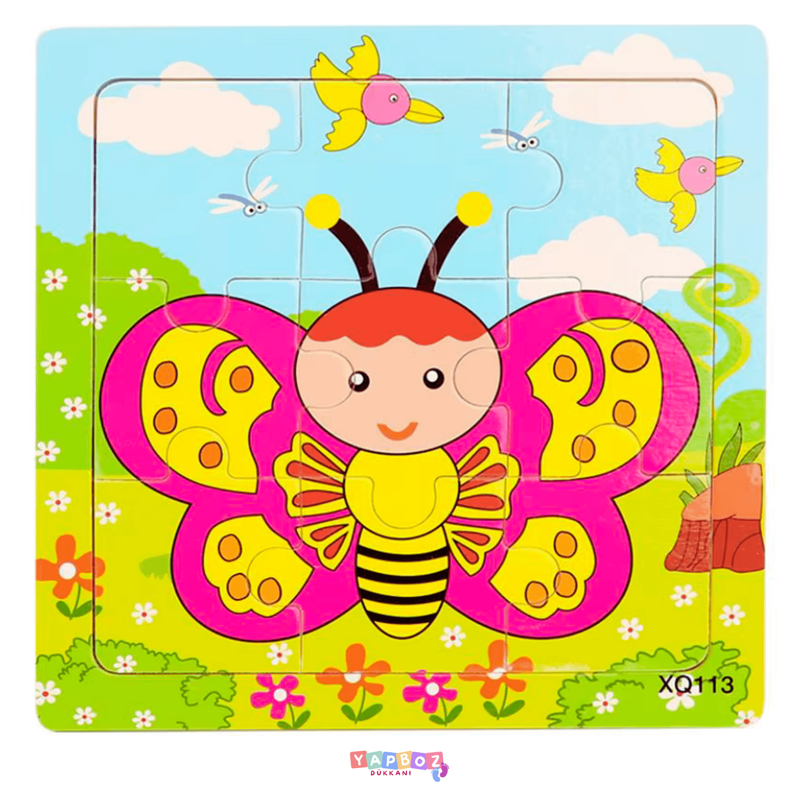 Kelebek Desenli Montessori Ahşap Yapboz