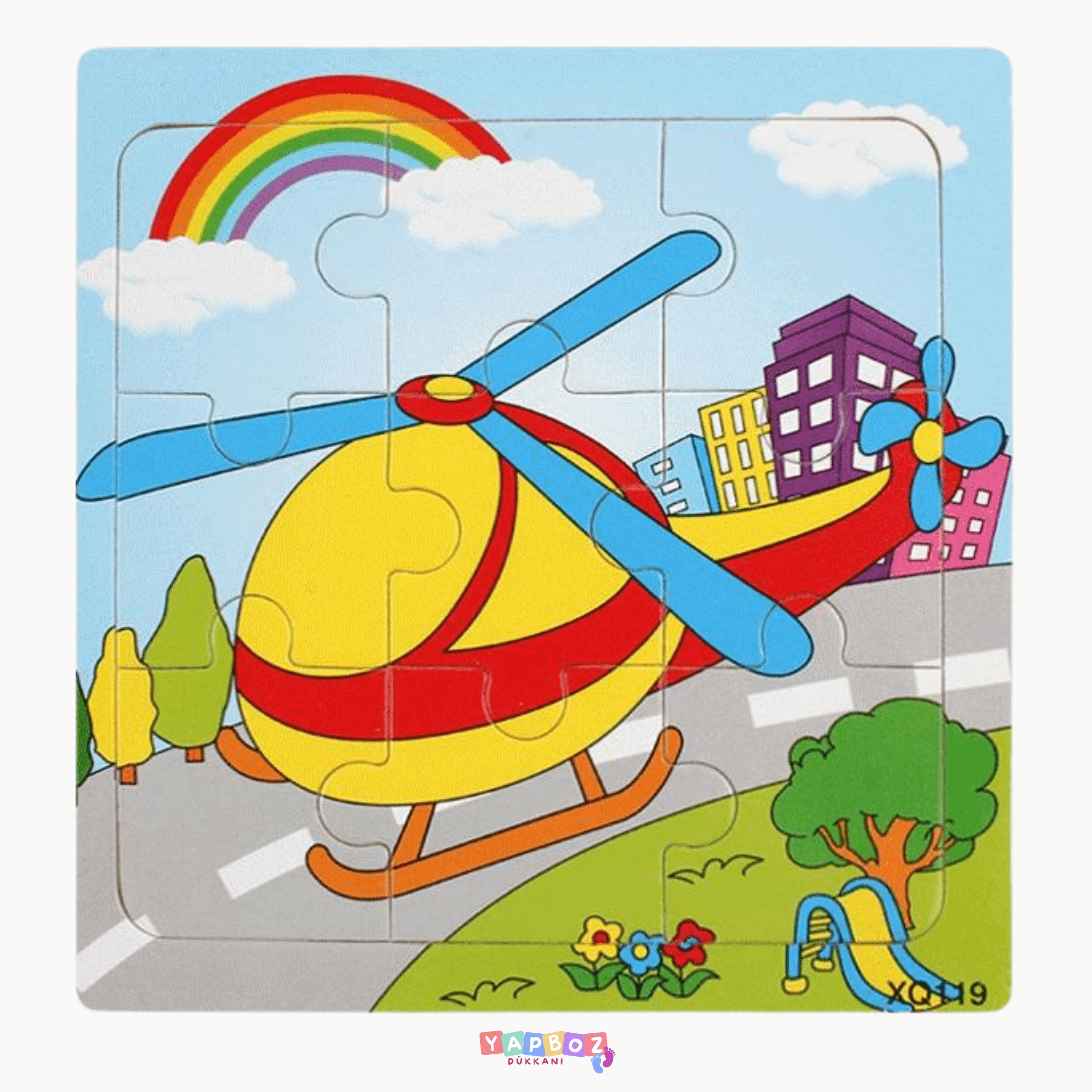 Helikopter Desenli Montessori Ahşap Yapboz