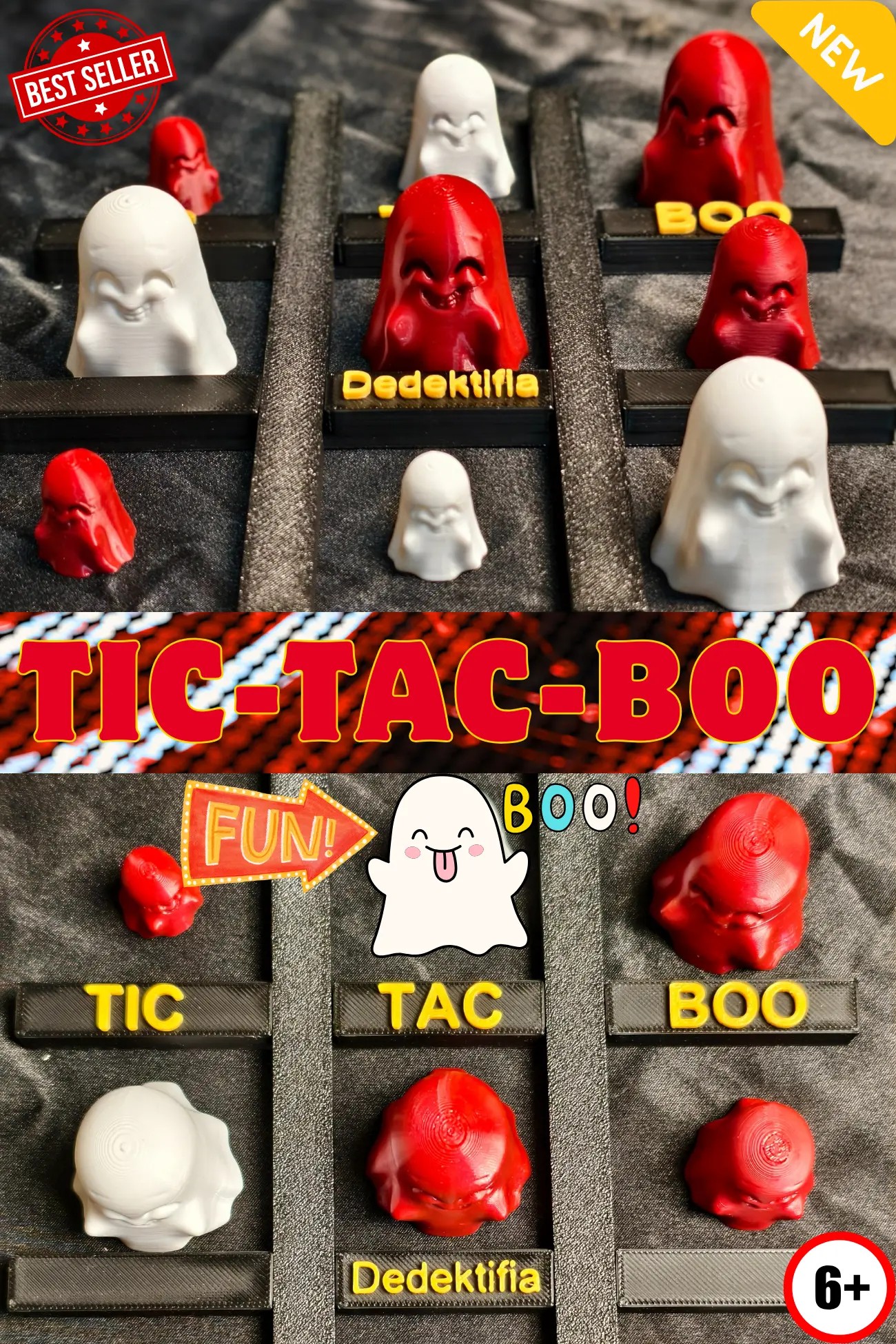 TIC TAC BOO Aile Kutu Oyunu, Tic-Tac-Toe Oyunu, Strateji Oyunu,Zeka Oyunu,Eğitici Oyuncak