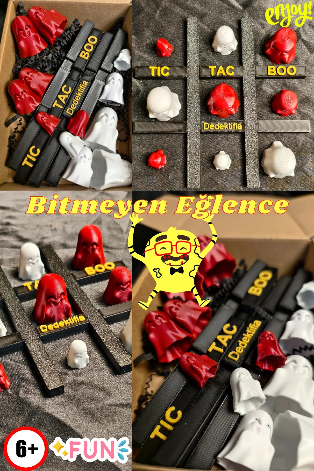 TIC TAC BOO Aile Kutu Oyunu, Tic-Tac-Toe Oyunu, Strateji Oyunu,Zeka Oyunu,Eğitici Oyuncak