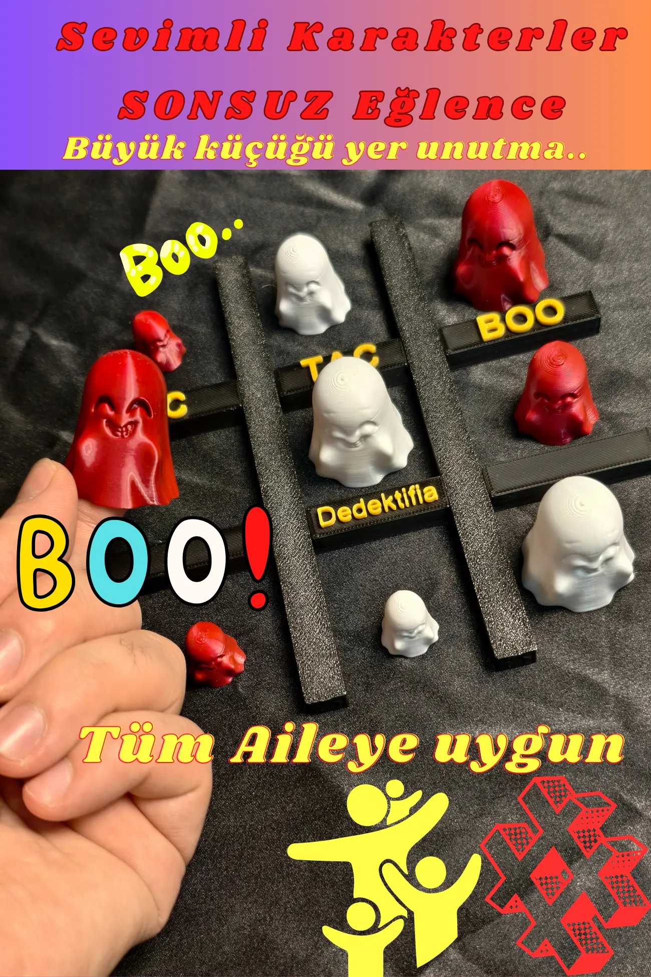 TIC TAC BOO Aile Kutu Oyunu, Tic-Tac-Toe Oyunu, Strateji Oyunu,Zeka Oyunu,Eğitici Oyuncak