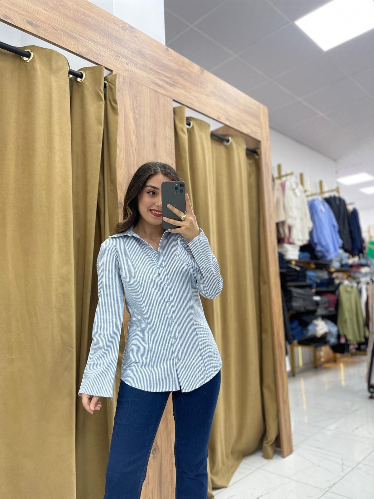 Mirs Çizgili Gömlek - Mavi