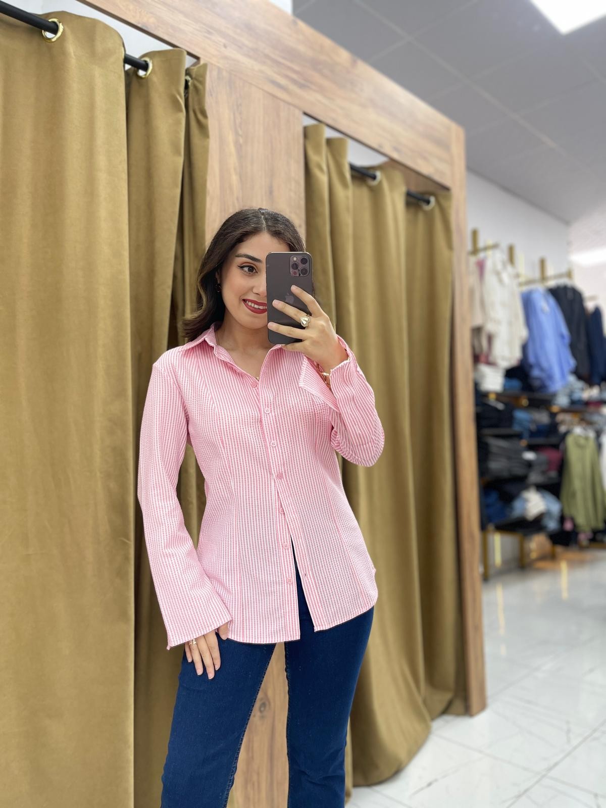 Mirs Çizgili Gömlek - Pembe