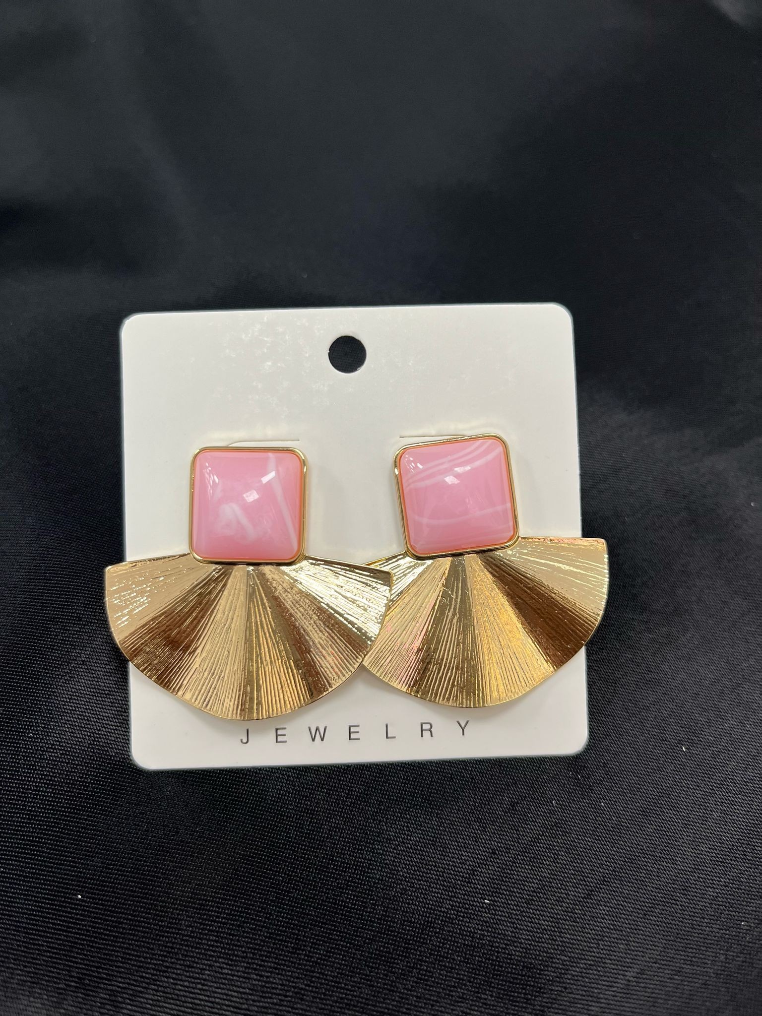 Kare Desenli Küpe - Pembe