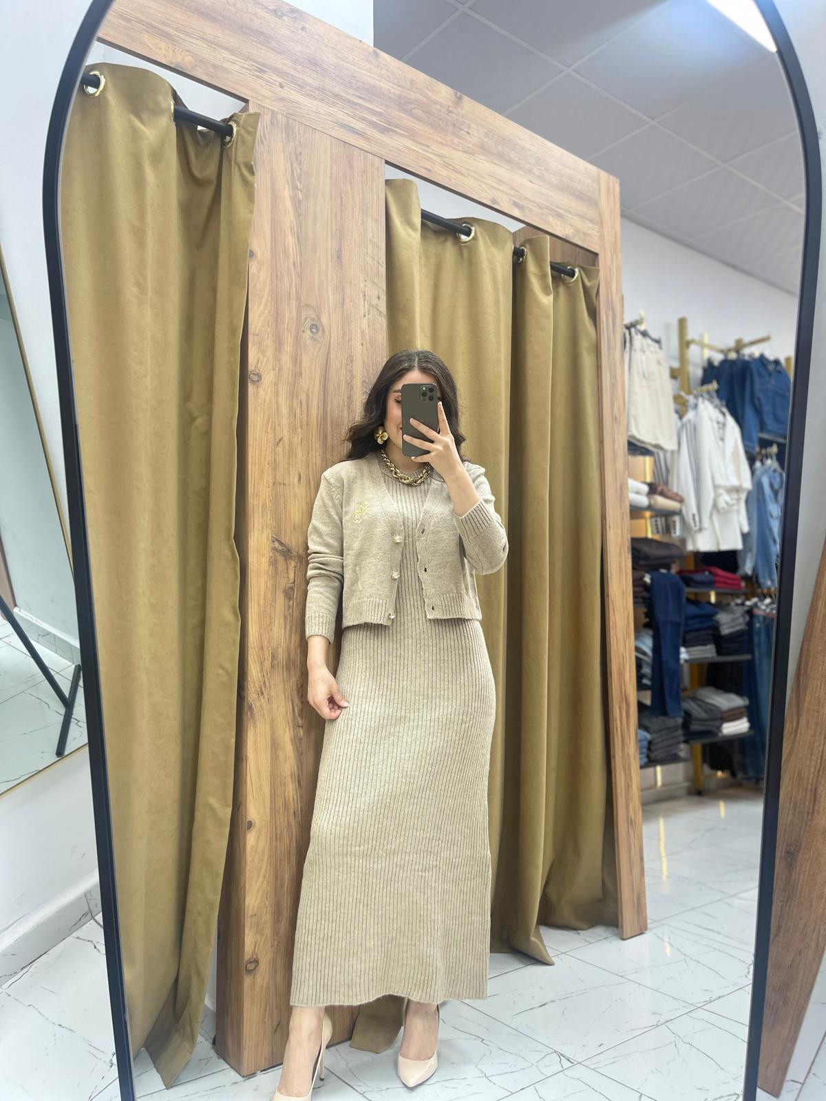 Axel Ceketli Elbise  - Vizon