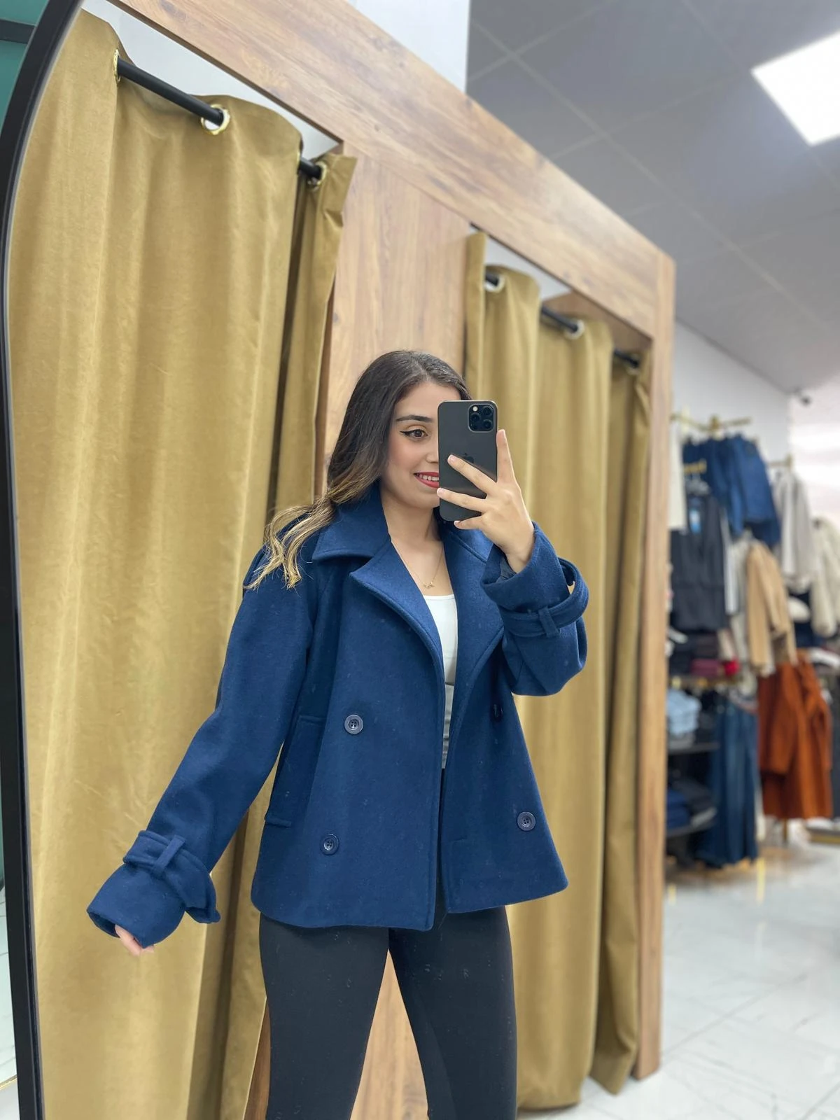 Vola Kısa Kaşe Kaban  - Lacivert