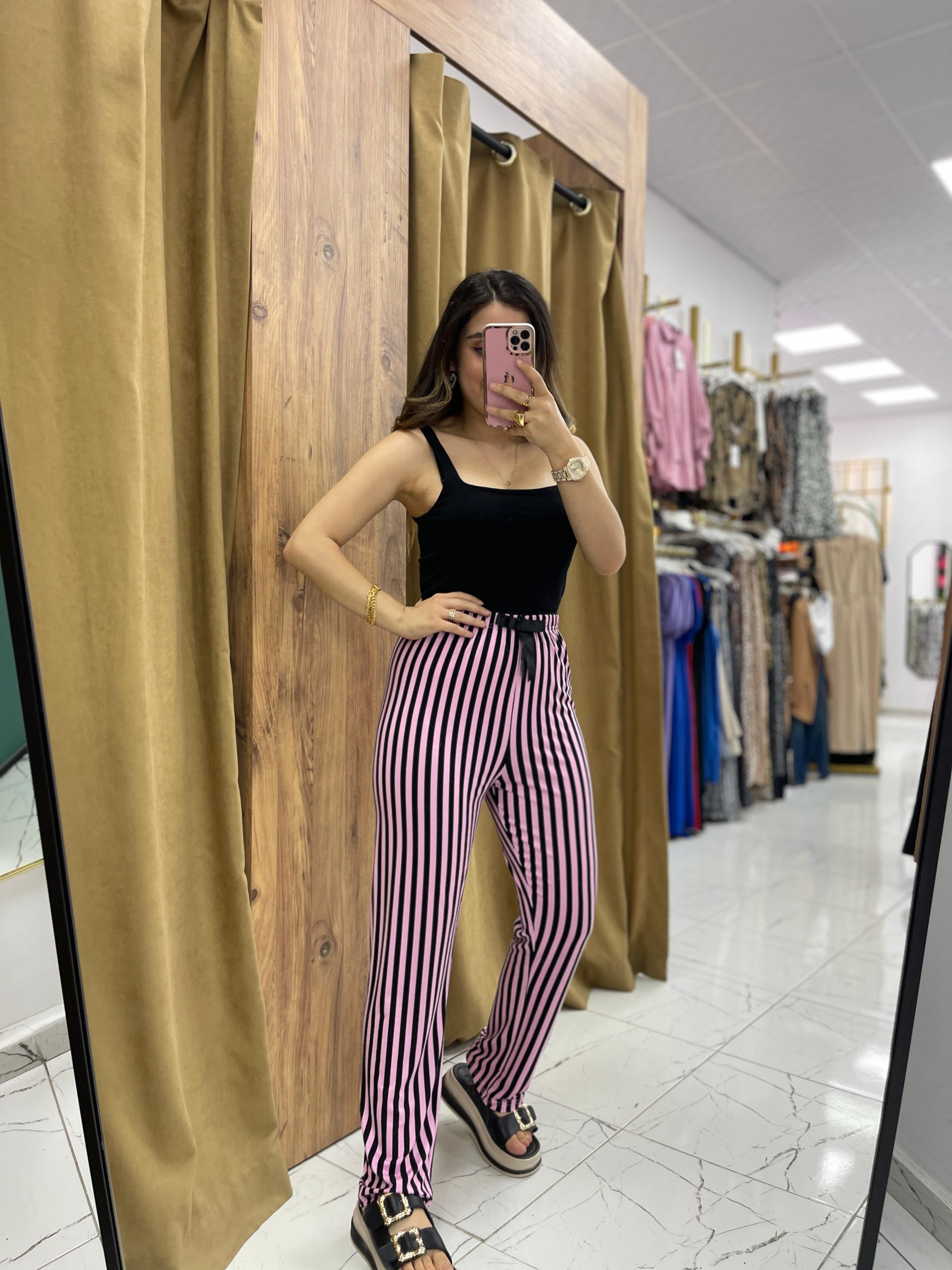 Çizgili Pijama - Siyah