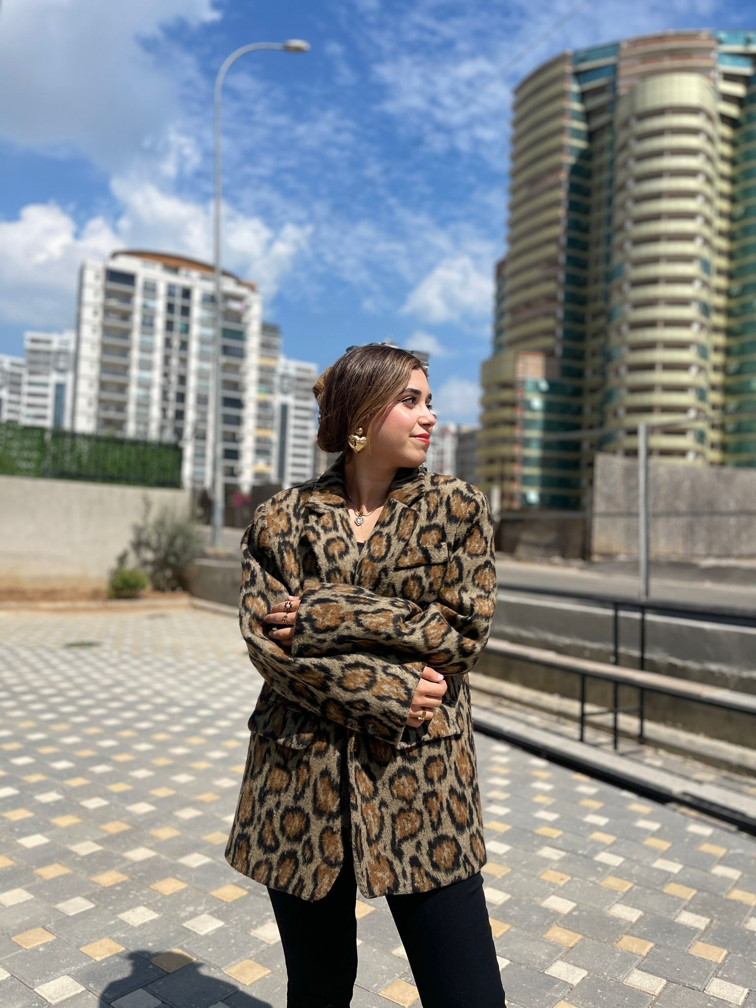 Oversize Leopar Blazer Ceket