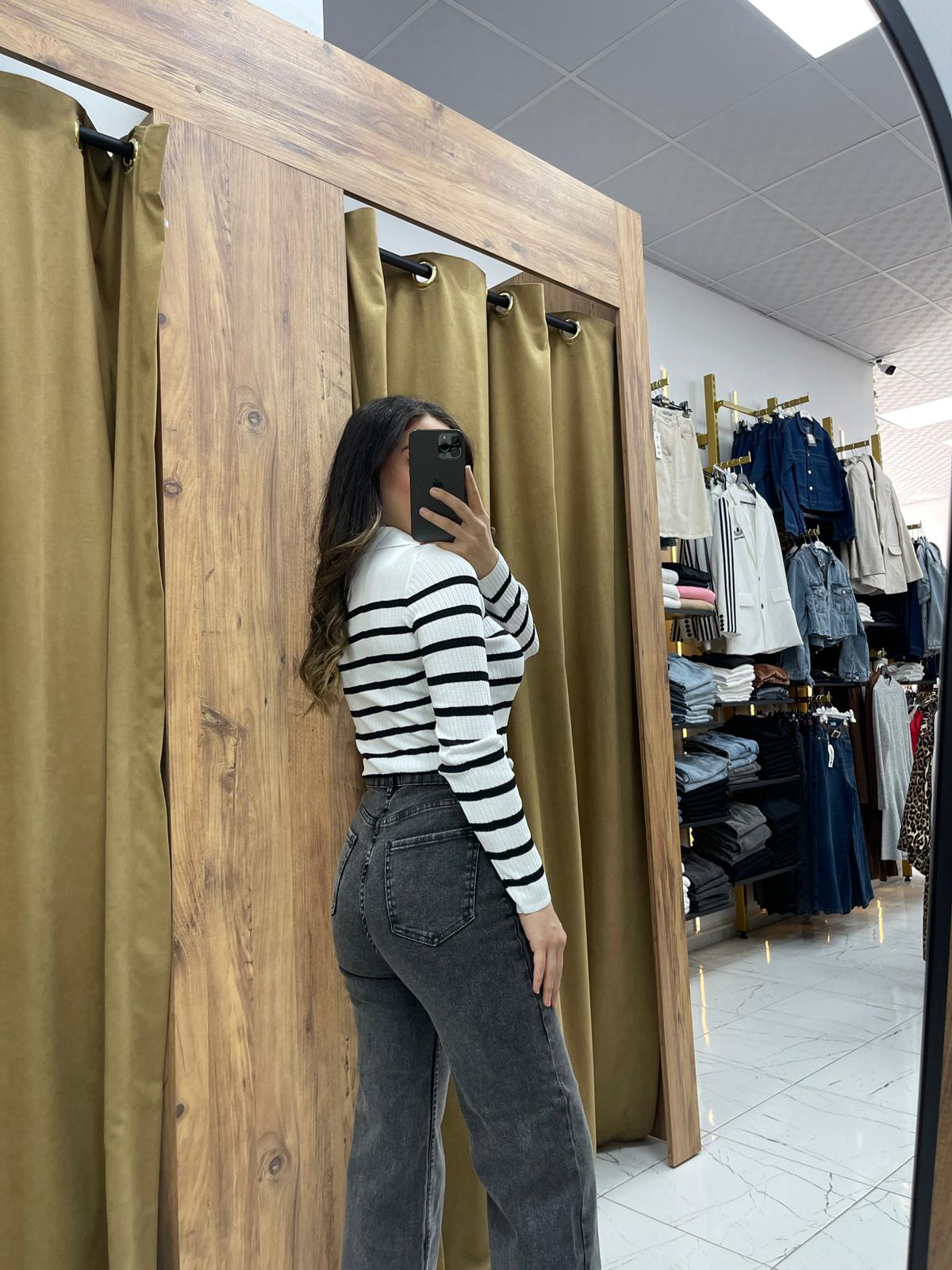 Püsküllü Kot Pantolon - Gri