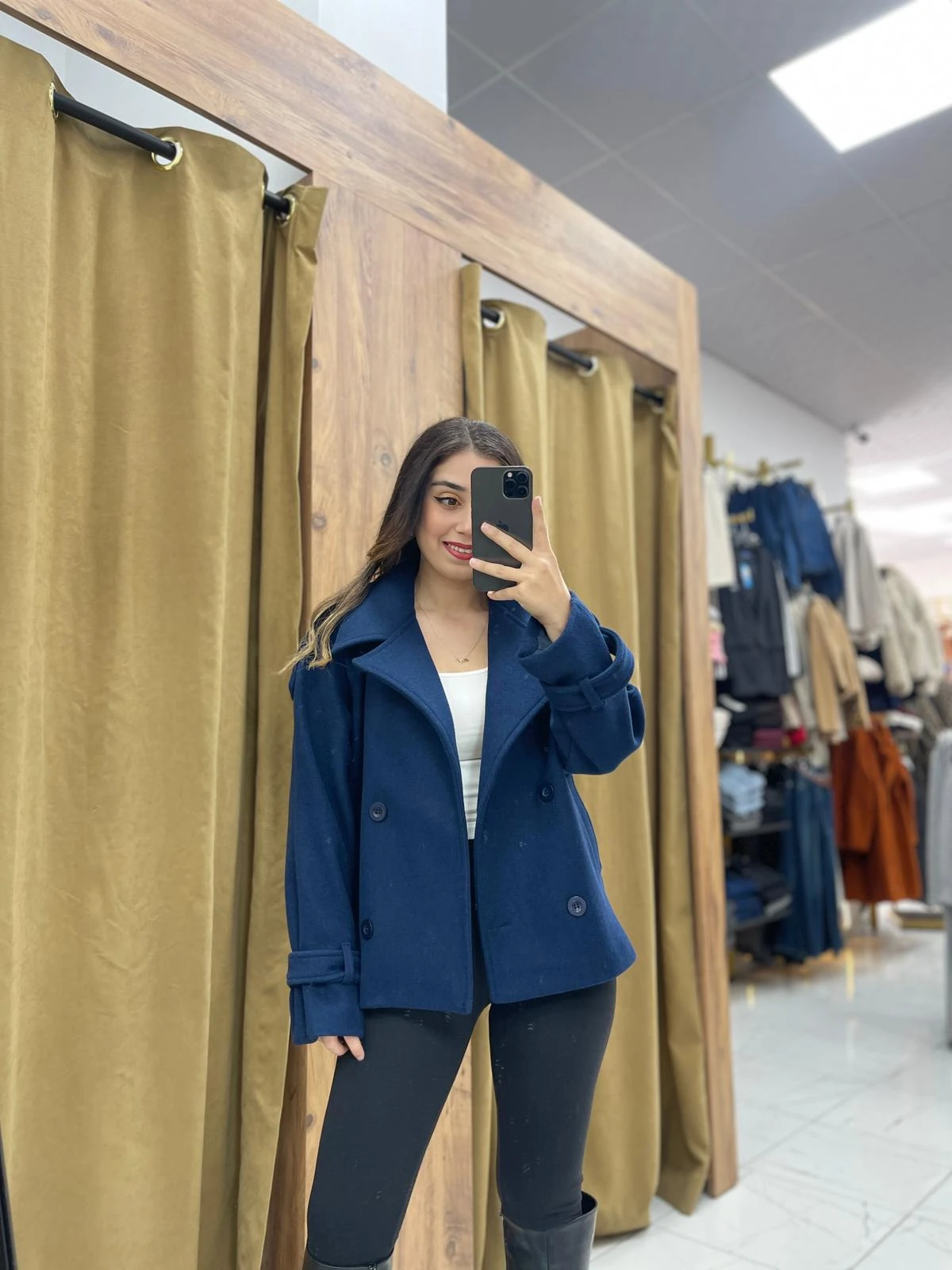 Vola Kısa Kaşe Kaban  - Lacivert