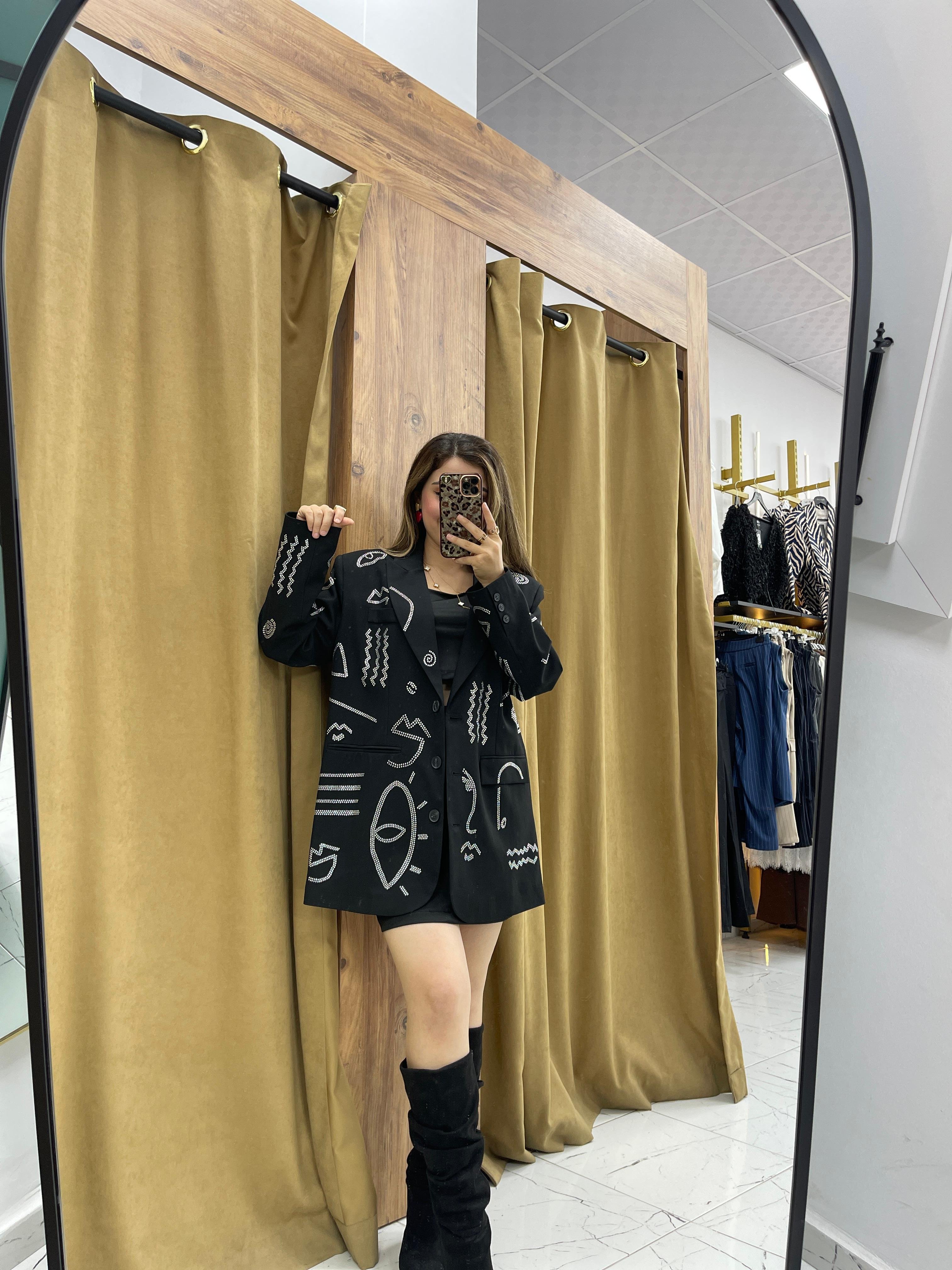 Taş Detaylı  Blazer Ceket 