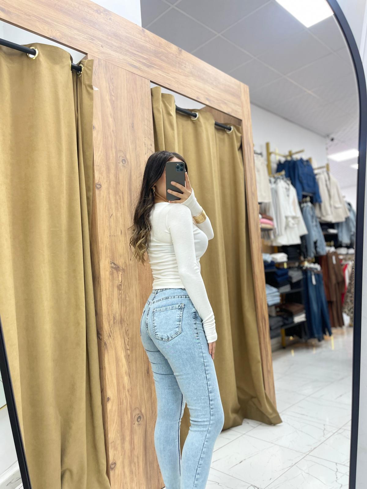 Suen Likralı Dar Paça Kot Pantolon - Buz Mavi