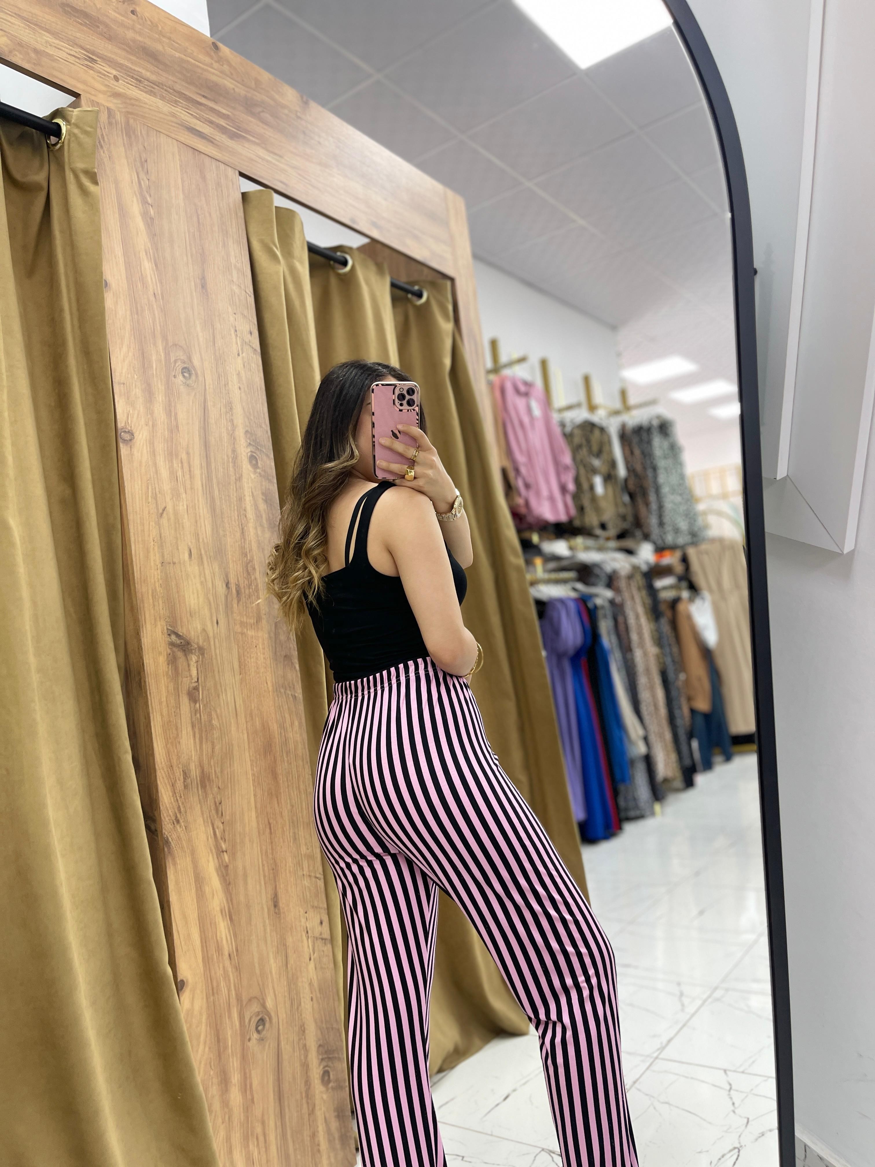 Çizgili Pijama - Siyah