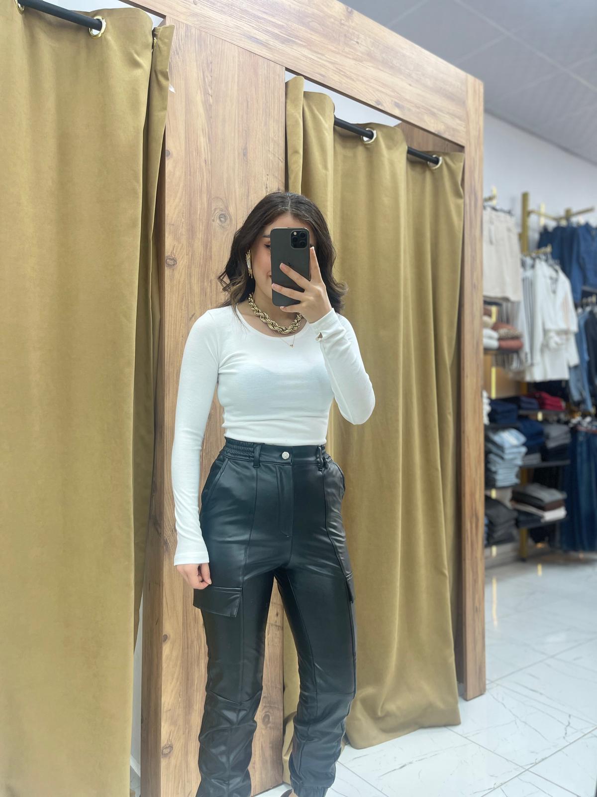 Avas Deri Pantolon  - Siyah