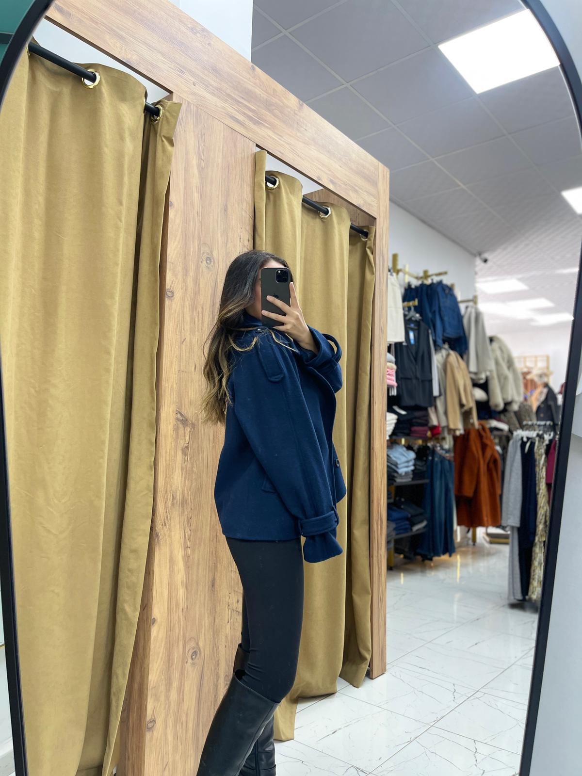 Vola Kısa Kaşe Kaban  - Lacivert