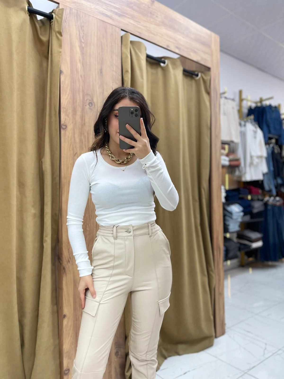 Avas Deri Pantolon  - Krem