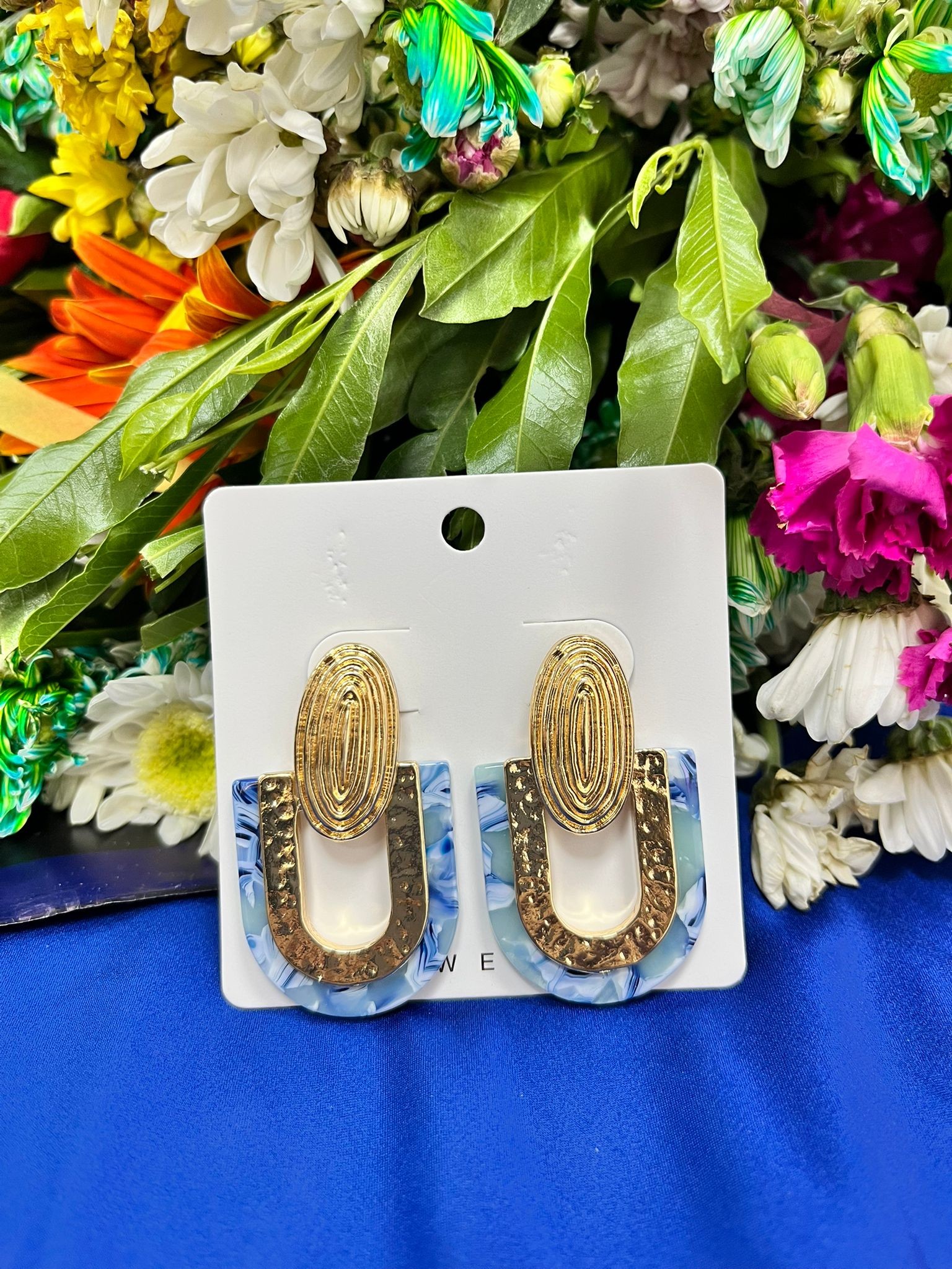 Sariss Gold Küpe - Mavi