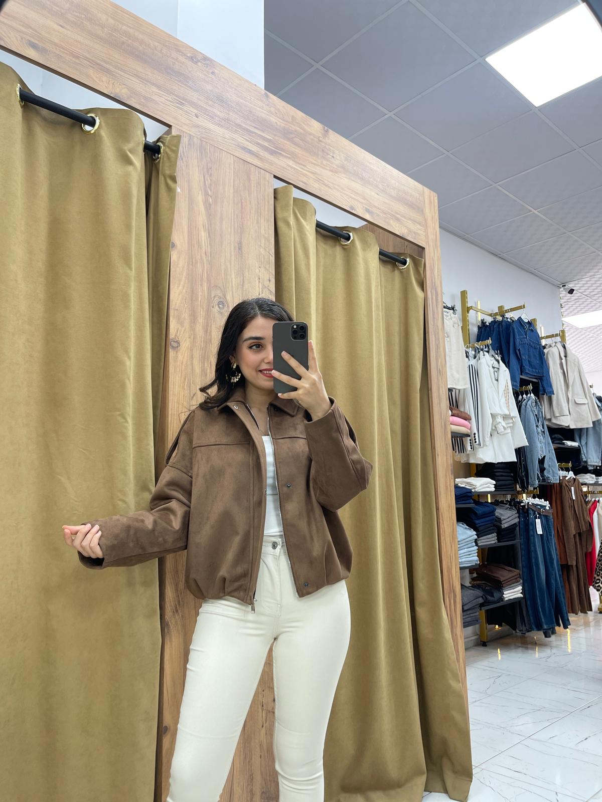 Süet Bomber Ceket  - Kahverengi