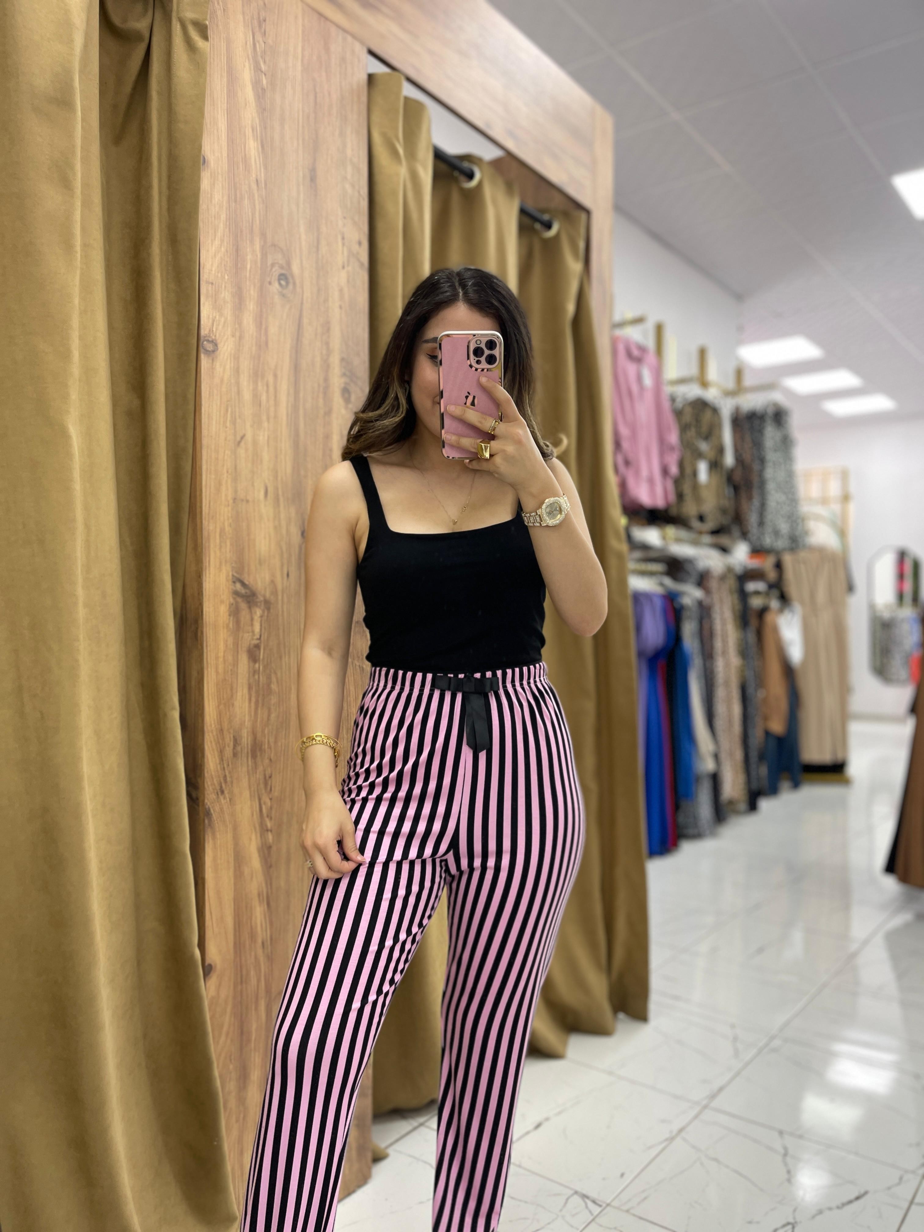 Çizgili Pijama - Siyah