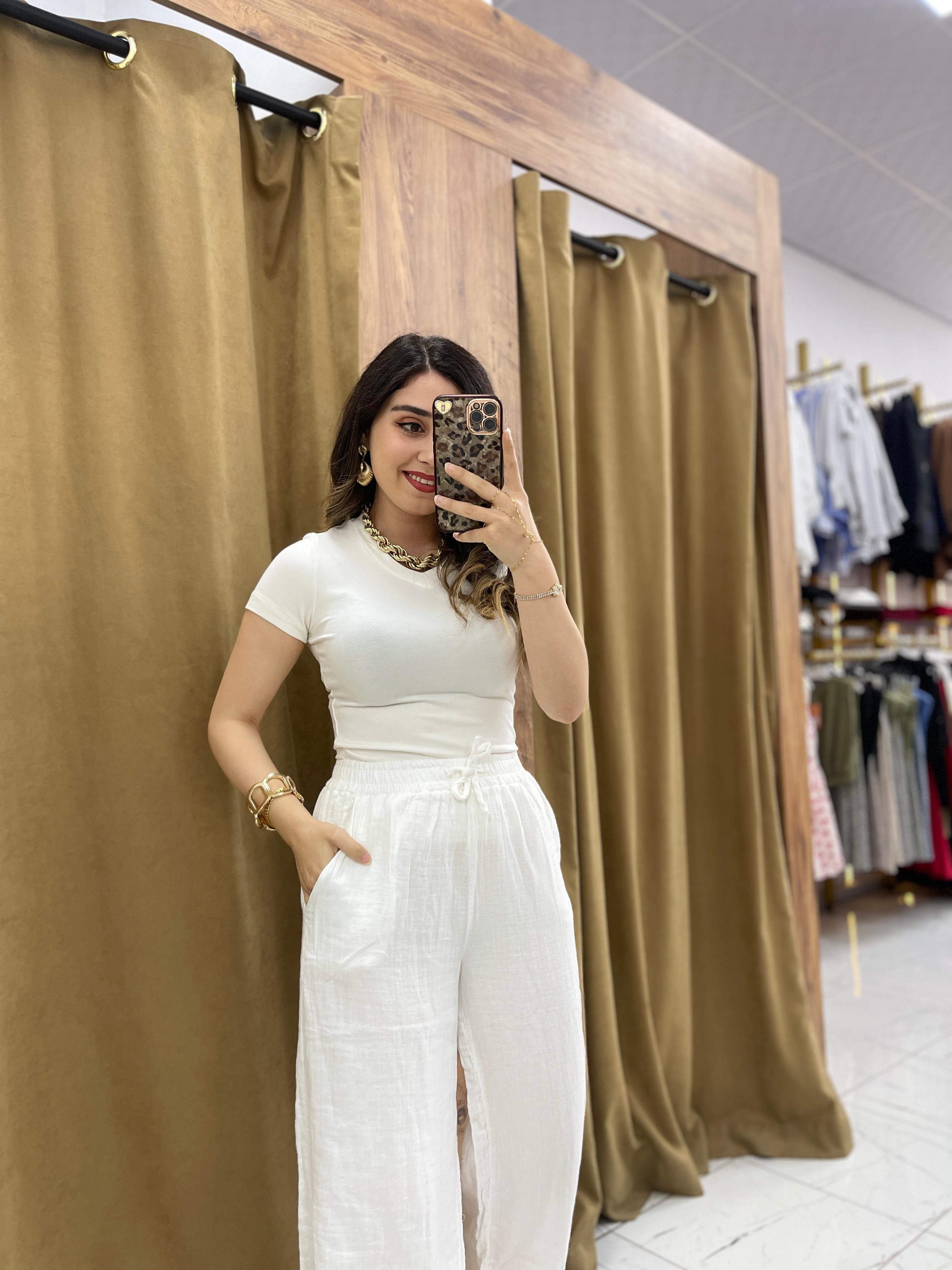 Muslin pantolon  - Beyaz