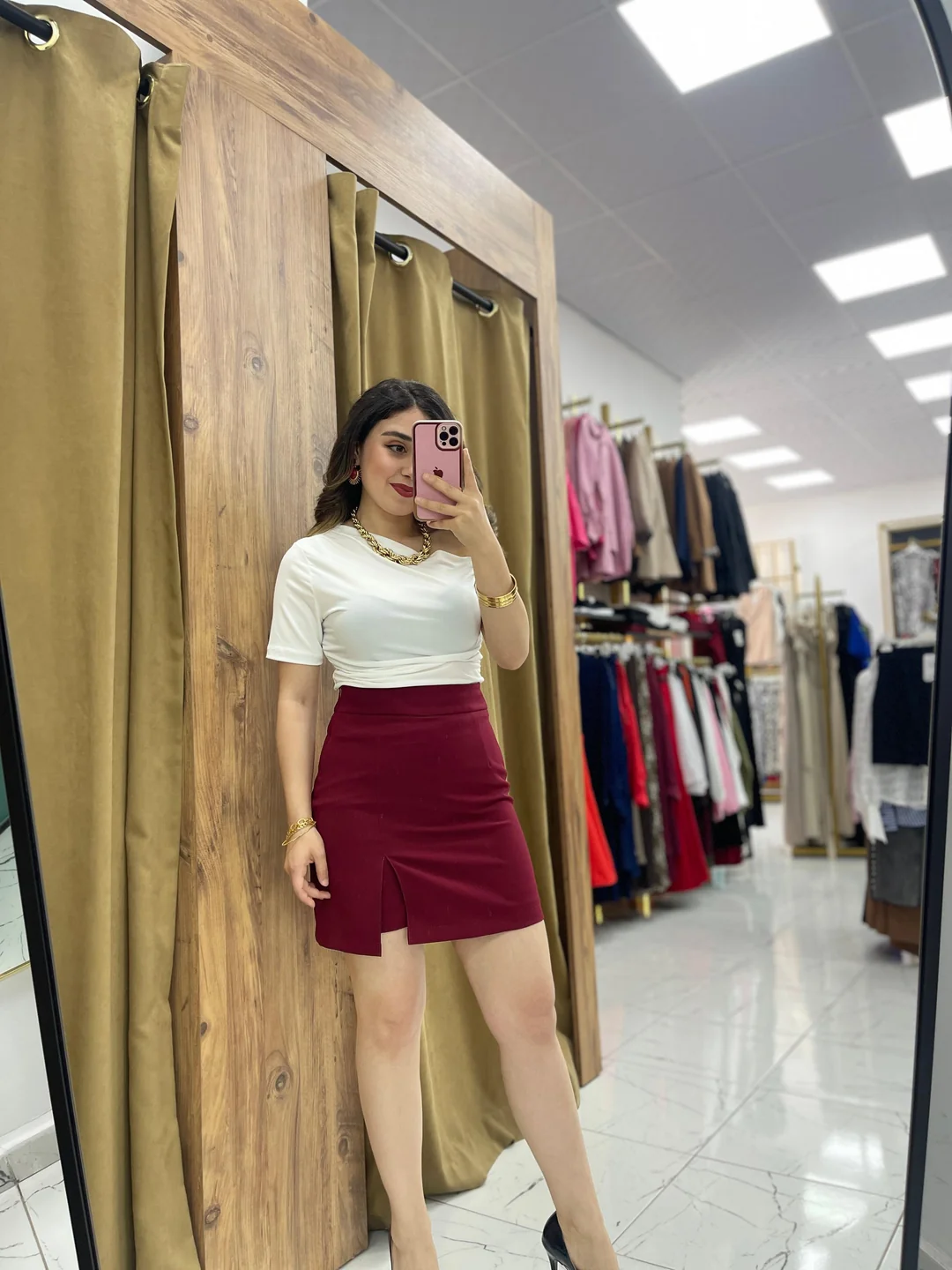 Romi  Şort Etek  - Bordo