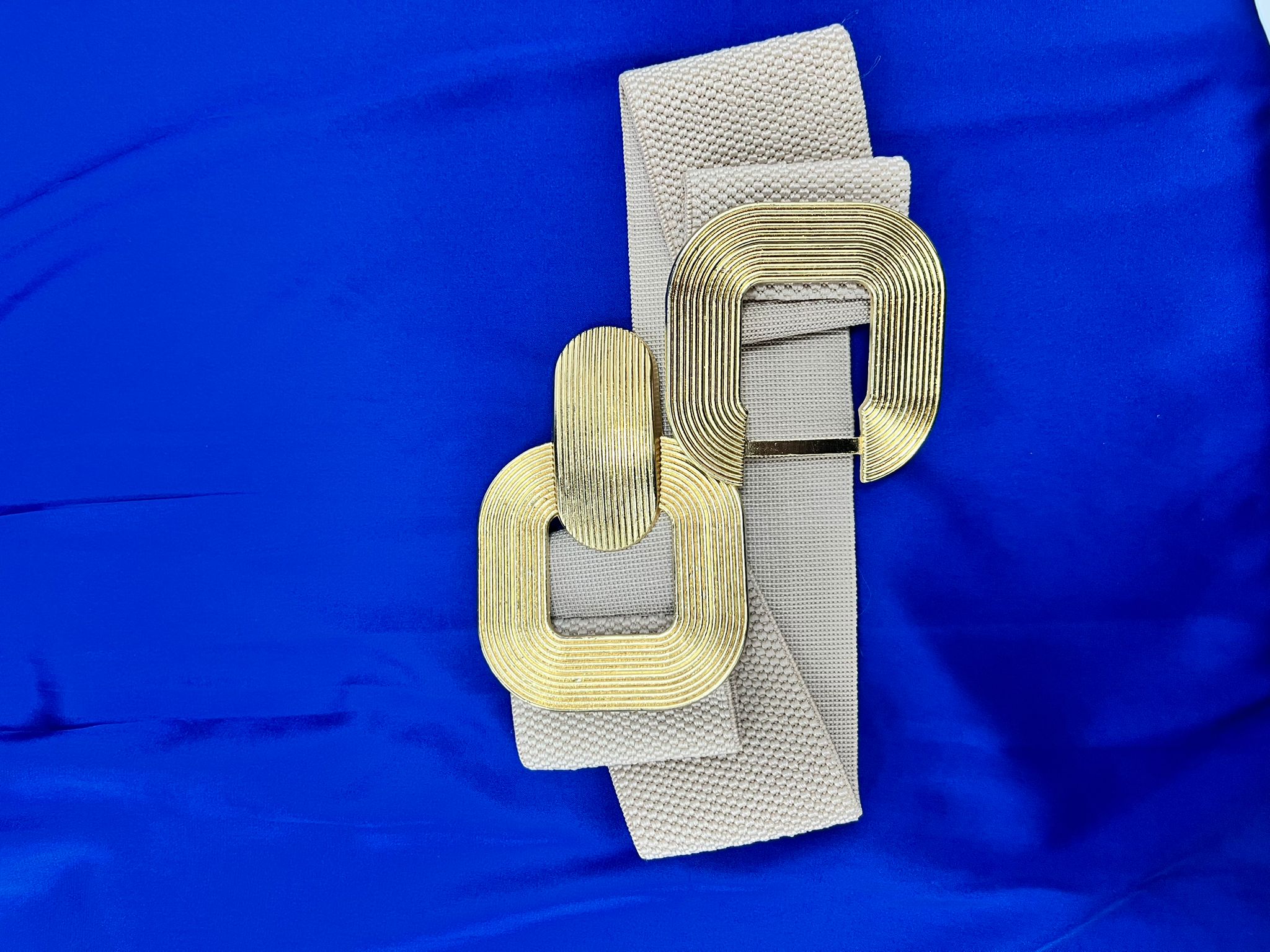 Lastikli Kare Kemer  - Krem