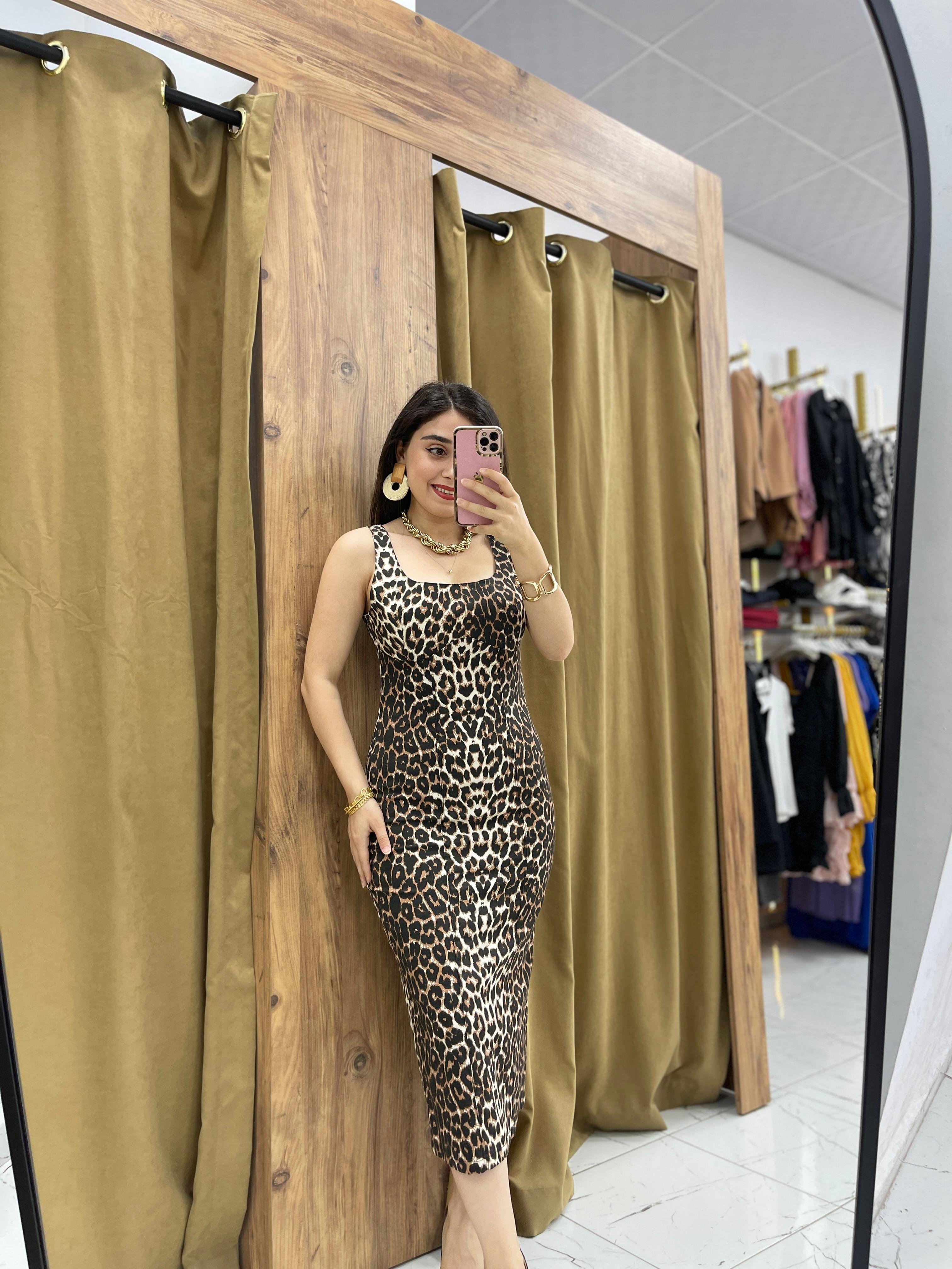 Nemy Leopar Elbise - Sarı Leopar