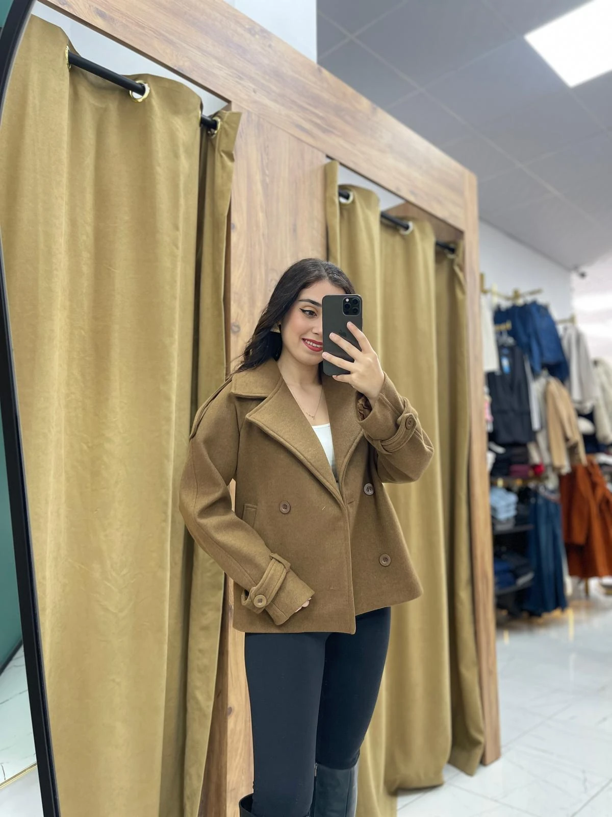 Vola Kısa Kaşe Kaban  - Kahverengi