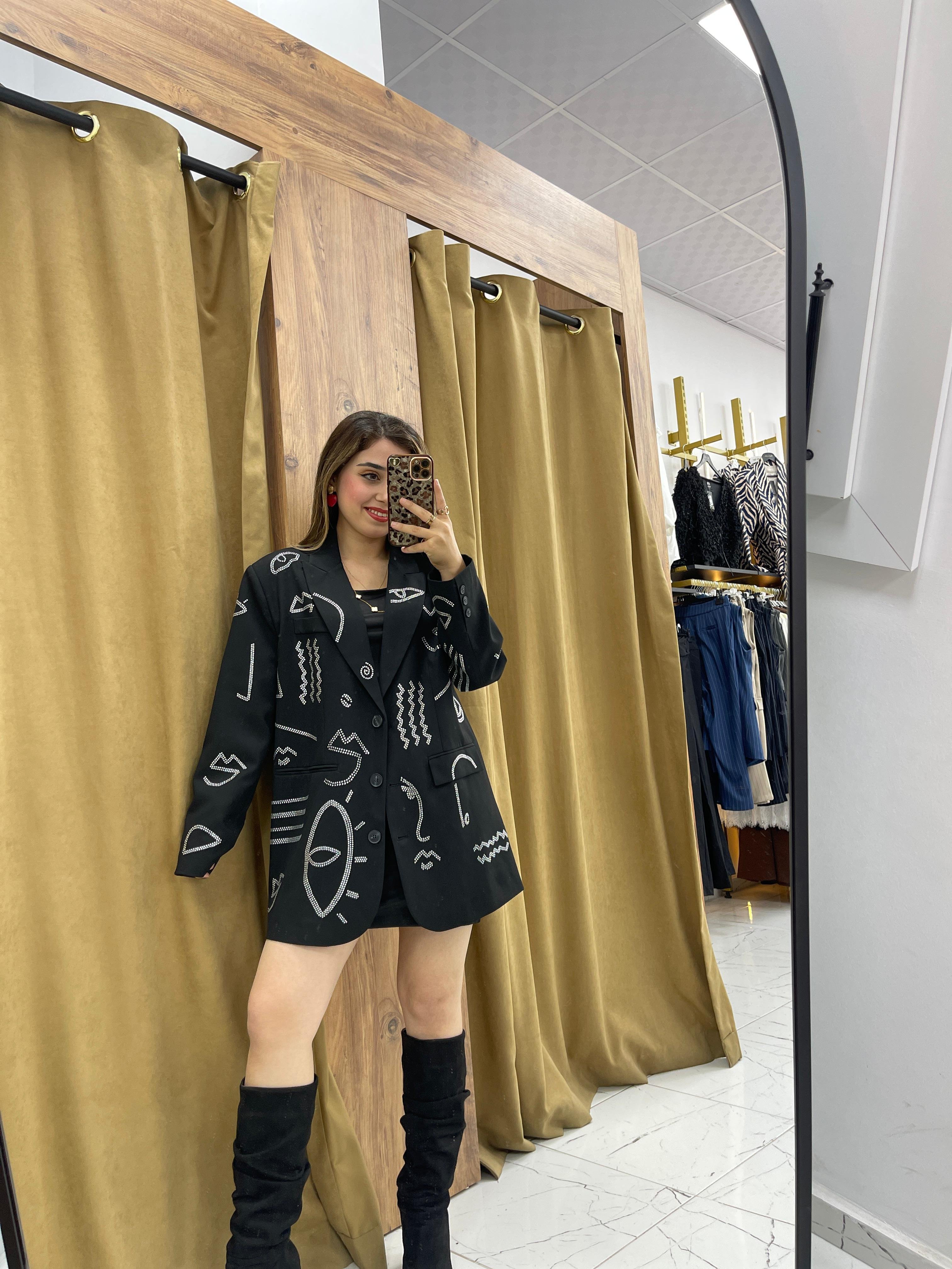 Taş Detaylı  Blazer Ceket 