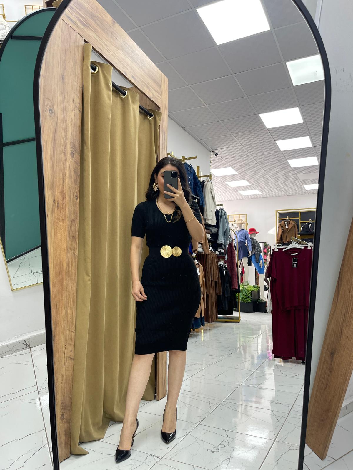 1 Alana 1 Bedava Rade Elbise  - Siyah